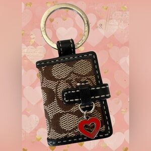 COACH Mini Signature Khaki Picture Frame KeyChain- RARE with small dustbag NWOT